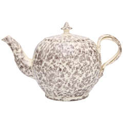 Rare English, Creamware Pottery Teapot with Gray Tortoise Glazes