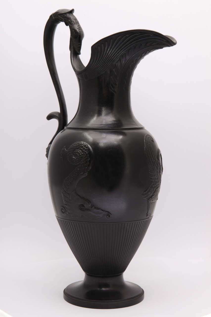 Rare English Basalt Helmet Shape Pitcher