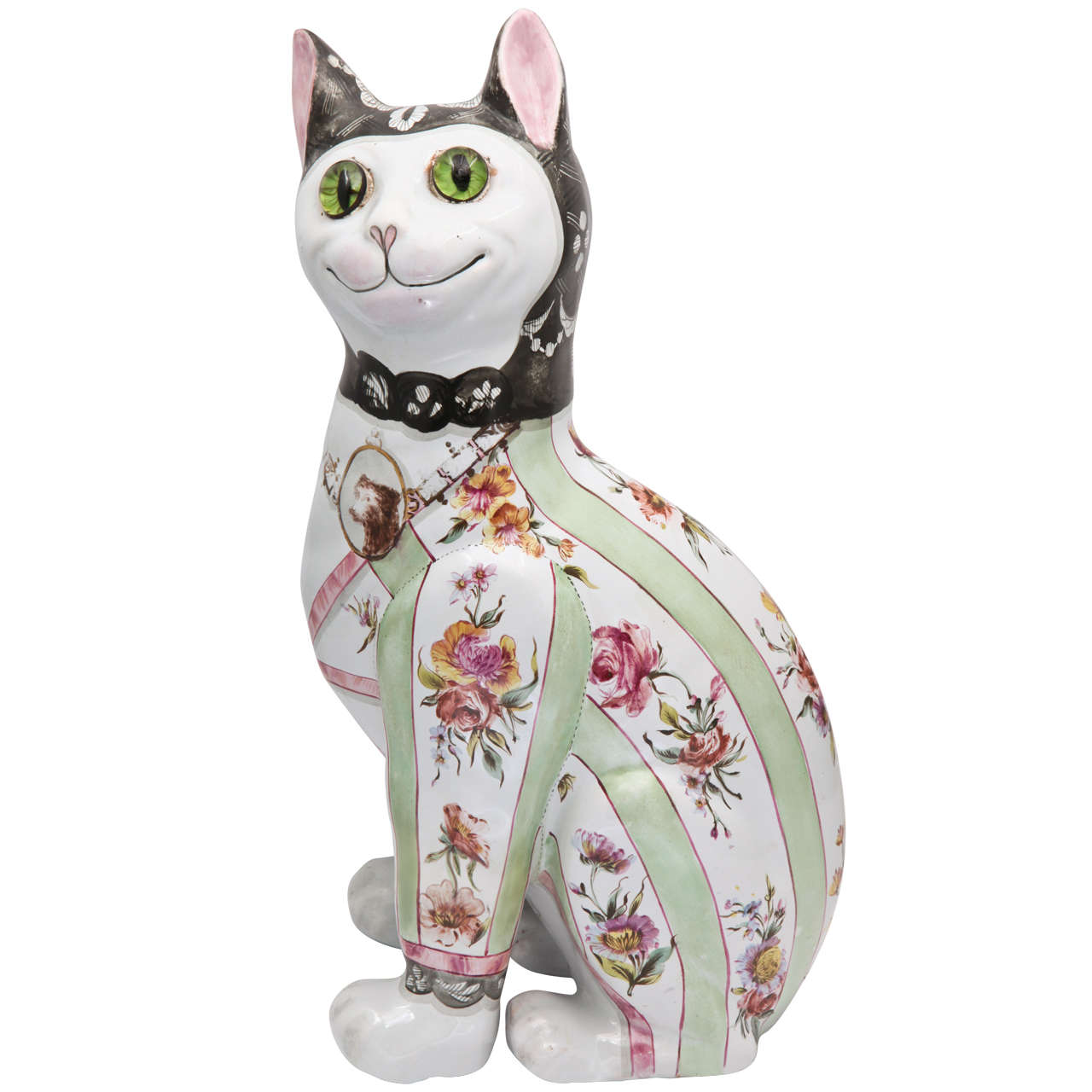 Fine, Unsigned Emile Galle Faience Cat For Sale