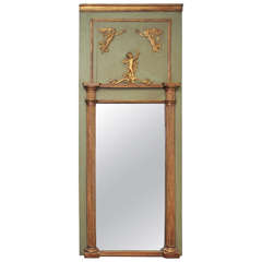 French Empire Period Painted and Gilded Mirror