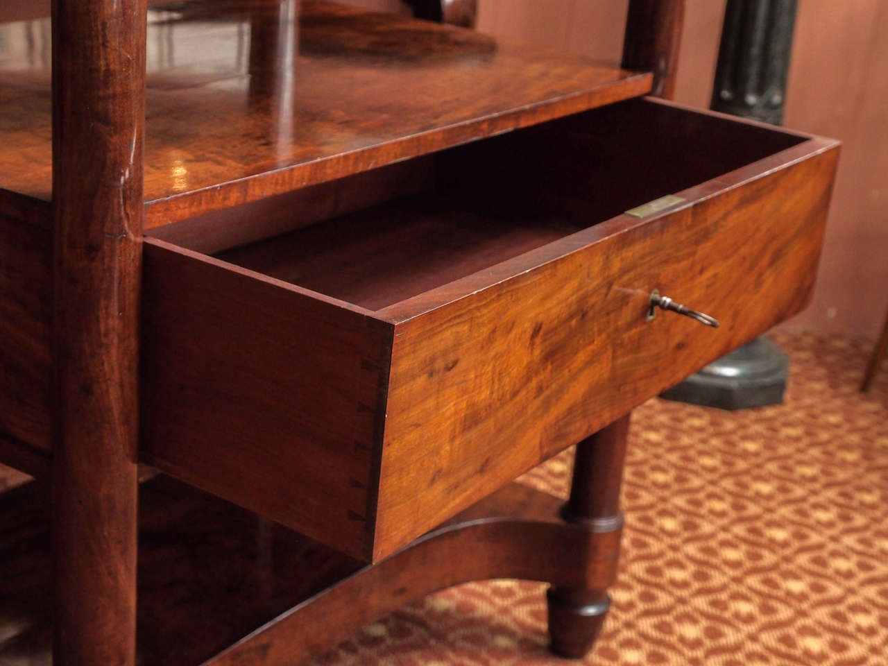 Leather French Empire Period Mahogany Library Stand or Desk For Sale