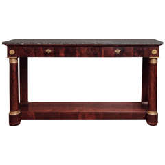 Unusual French Empire Period Mahogany Console with Marble Top