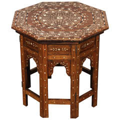 Antique Anglo Indian Inlaid Octagonal Side Table
