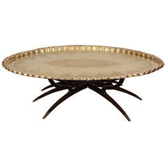 Retro Brass Tray Coffee Table on Spider-Legs