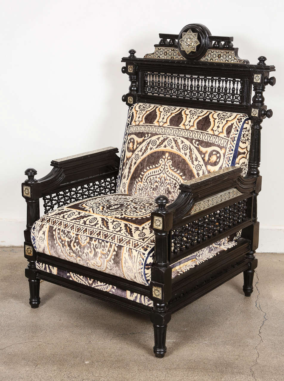 Antique Syrian Moorish Style Black Armchairs For Sale at 1stdibs