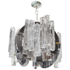 Mid-Century Modern Sculptural Ice Glass Chandelier by Salviati 10