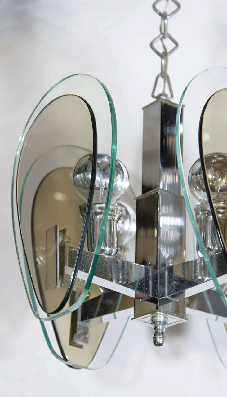 Fontana Arte Style Italian Mid-Century Modern Pendant Light In Good Condition In Fort Lauderdale, FL