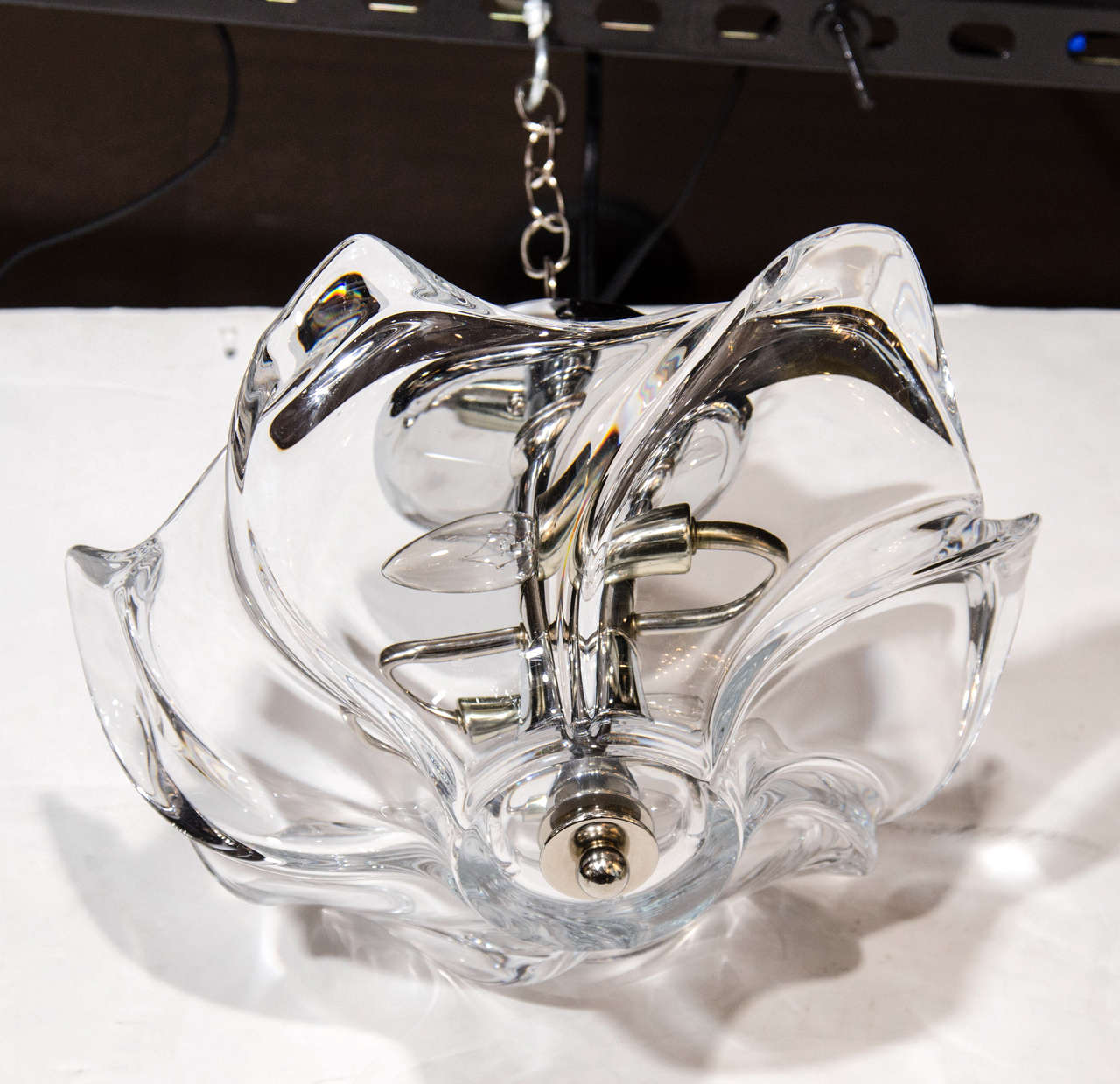 1950's Elegant Art Verrier Crystal Ceiling Light by Art Vannes