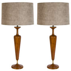 Pair of Scandinavian Modern Teakwood Lamps