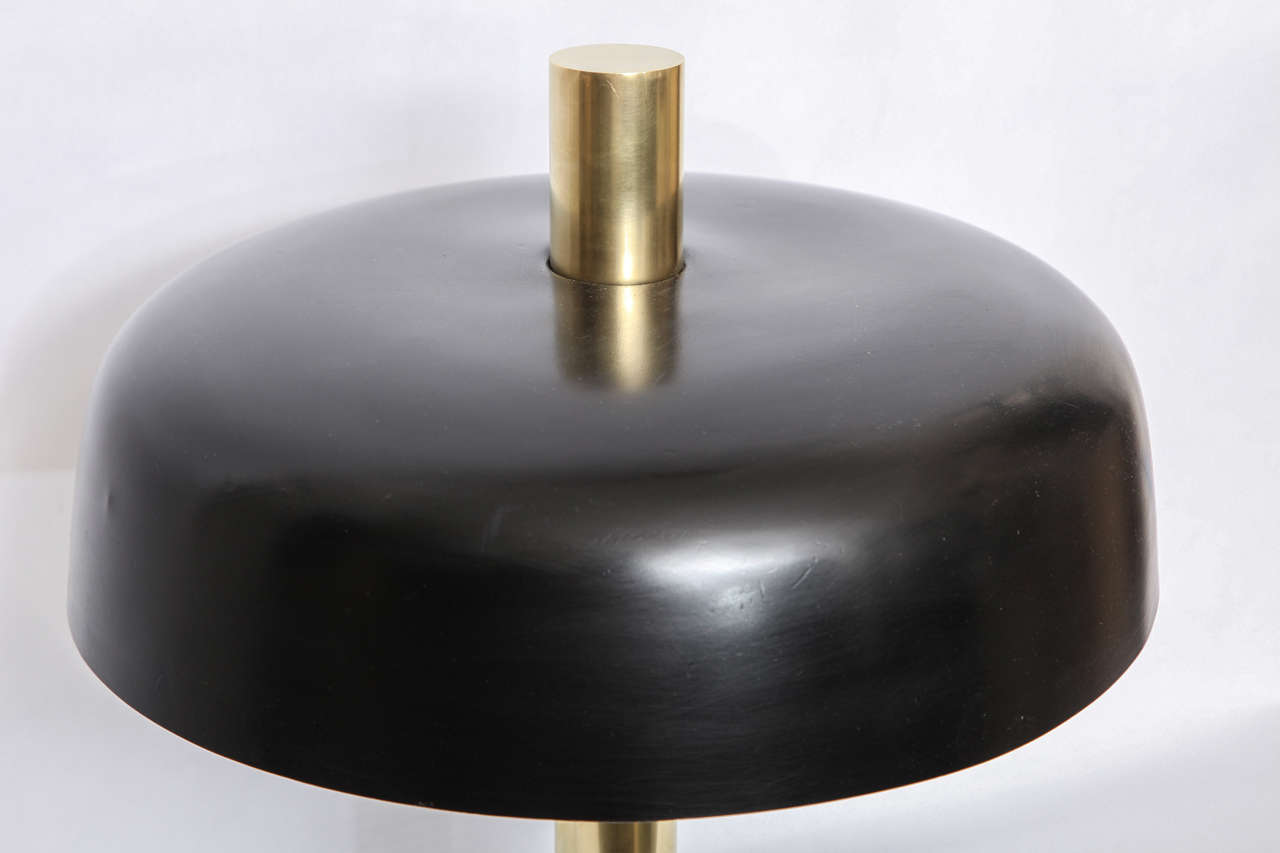 1930s American Modernist Polished and Painted Brass Table Lamp 1