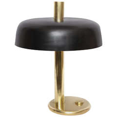 1930s American Modernist Polished and Painted Brass Table Lamp 4