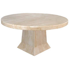 Travertine Pedestal Table