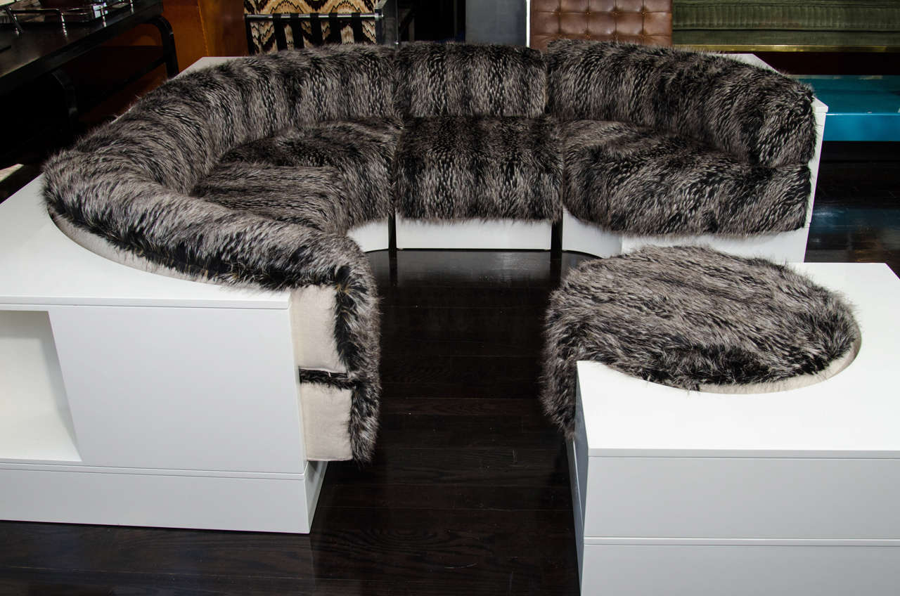 Party Sofa covered in Faux Fur In Excellent Condition In New York, NY