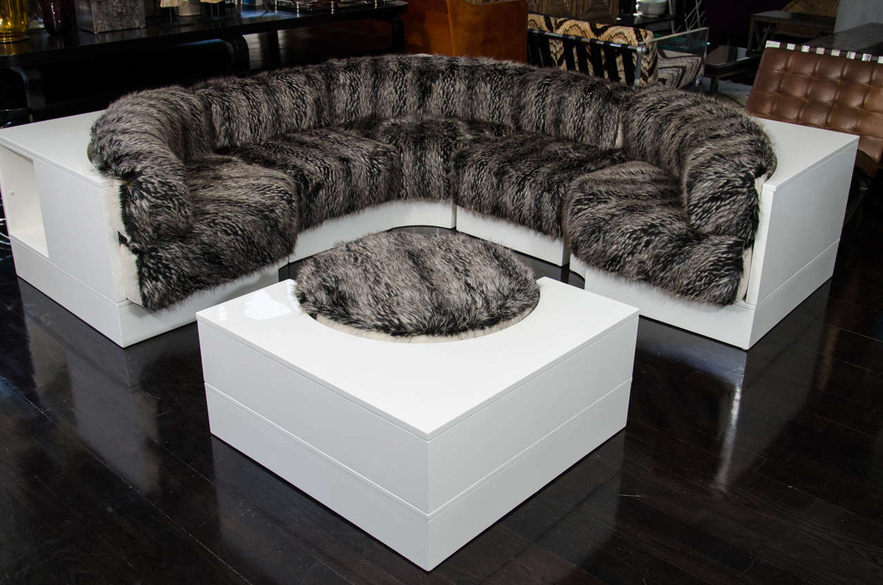 Late 20th Century Party Sofa covered in Faux Fur