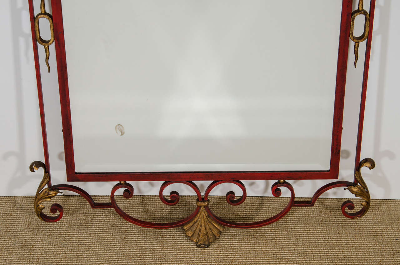 Red and Gold Mirror In Good Condition In New York, NY