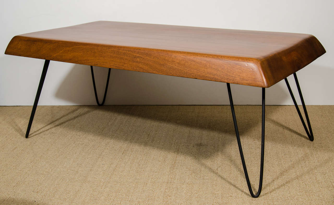 Open Leg Oak and Iron Table