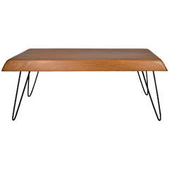 Open Leg Oak and Iron Table