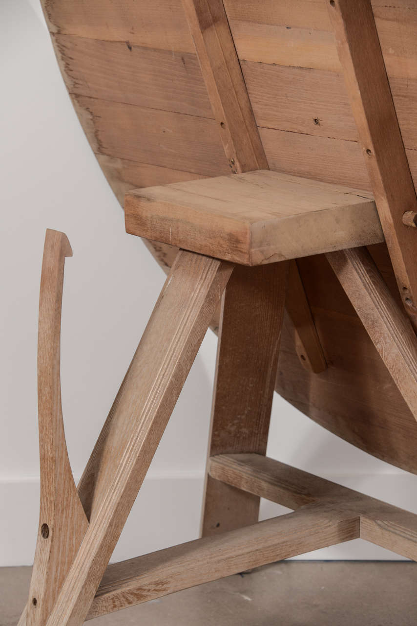 Early 20th c. Tilt-top Round Scrubbed Oak Table 2