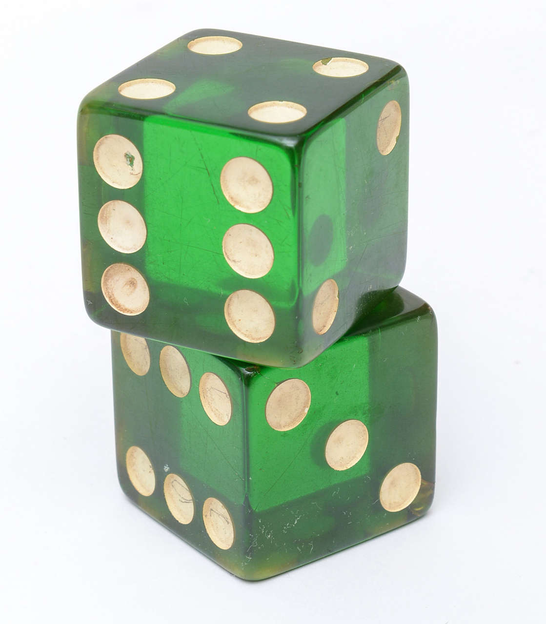 American Pair of Green Bakelite Dice