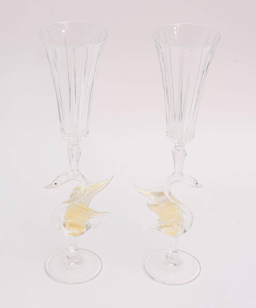 Pair of Monumental Austrian Crystal Goblets/ Champagne/ Wine Flutes In Excellent Condition In North Miami, FL