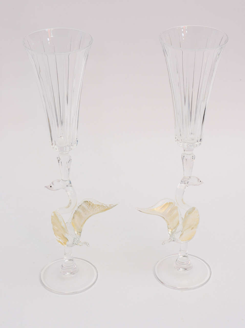 Pair of Monumental Austrian Crystal Goblets/ Champagne/ Wine Flutes 1
