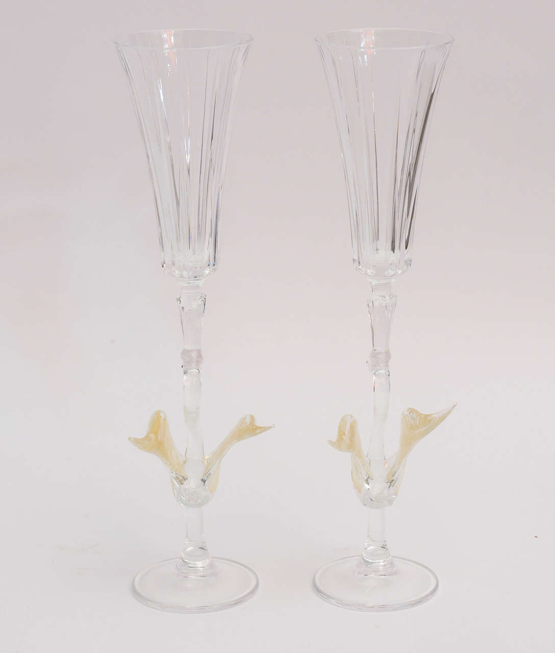 Pair of Monumental Austrian Crystal Goblets/ Champagne/ Wine Flutes 2