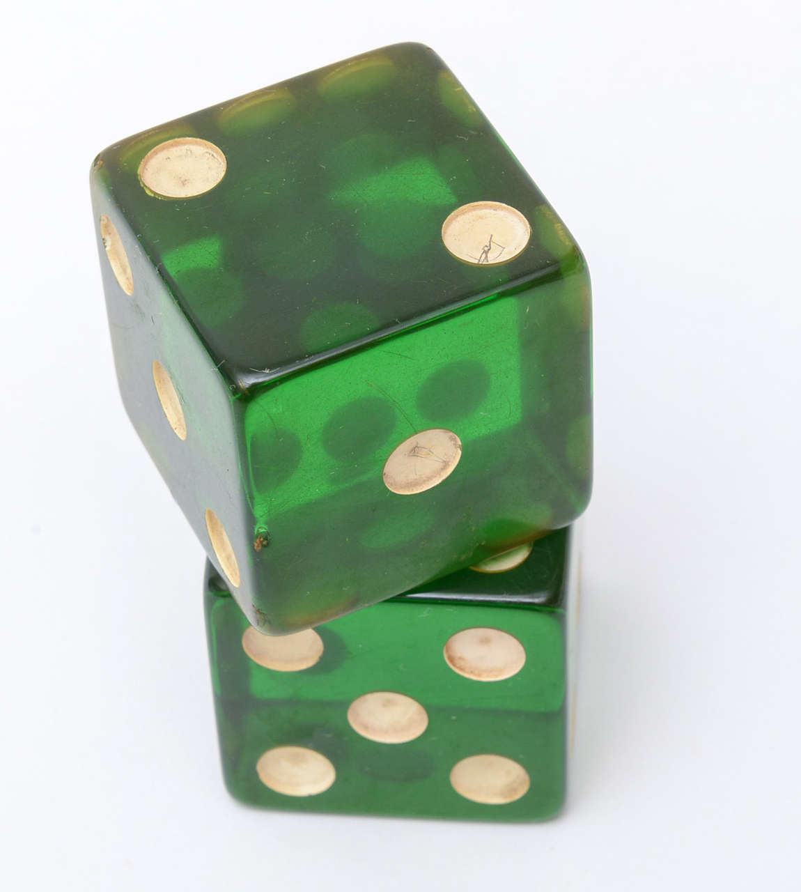 Pair of Green Bakelite Dice at 1stdibs
