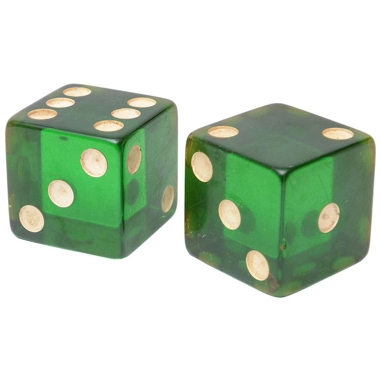 Pair of Green Bakelite Dice at 1stdibs