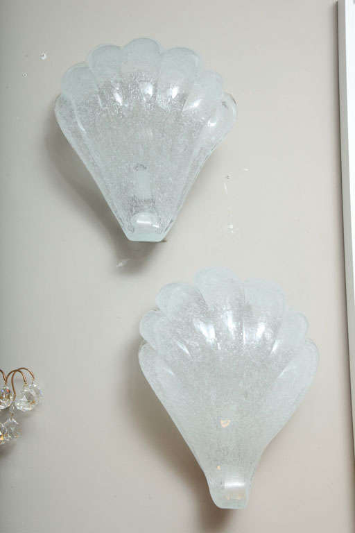 Two Pairs Murano Shell Shaped Sconces By Seguso, Priced Per Pair