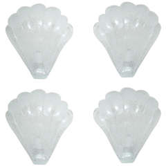 Two Pairs Murano Shell Shaped Sconces By Seguso, Priced Per Pair