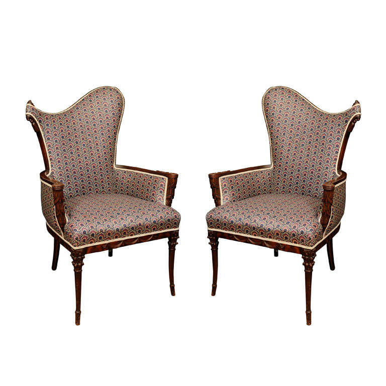 Pair of Rosewood Fire place Chairs For Sale