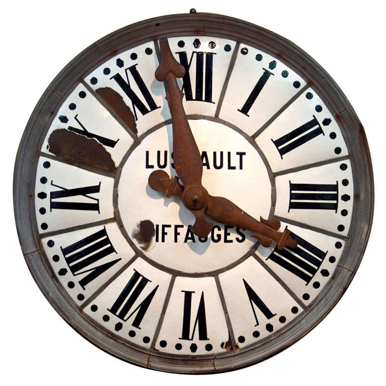 White Face Enamel Clock For Sale