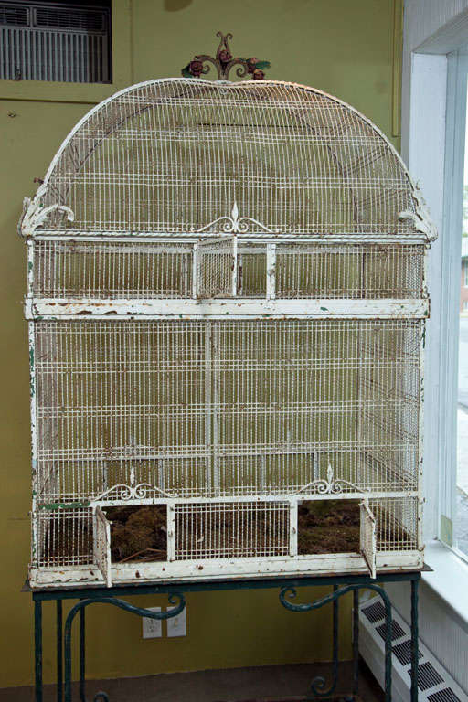 Metal Birdcage on Stand For Sale 5