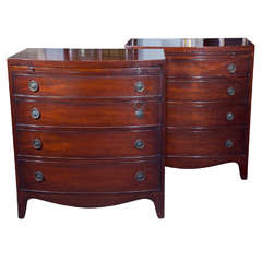 Pair of Bow Front Mahogany Bachelor Chests - Commodes