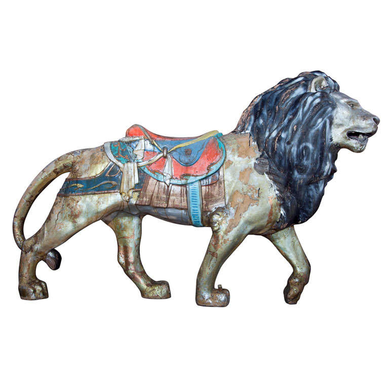Fiberglass Paint Decorated Carousel Lion