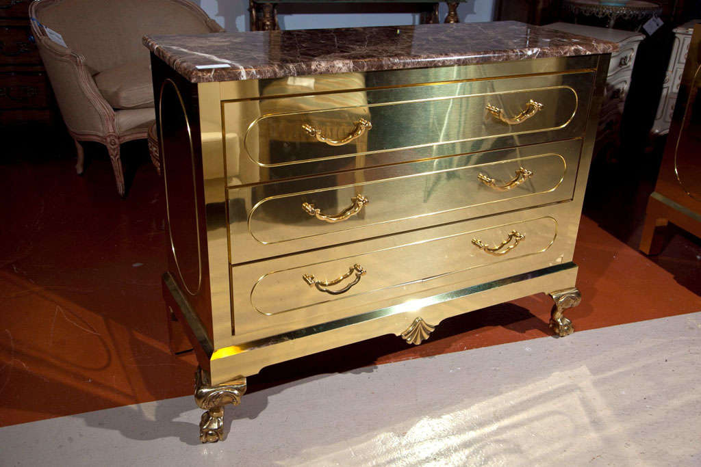 Pair of Brass Bachelor Chests - Commodes