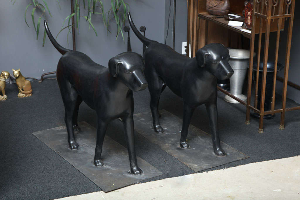 Pair of Life Size Cast Iron Dogs