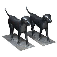 Vintage Pair of Life Size Cast Iron Dogs