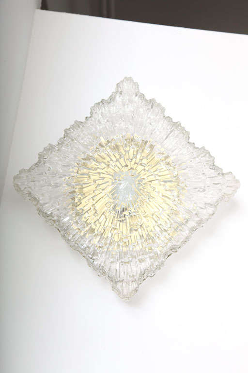 Italian Textured Glass Wall Sconces or Flush Mount Fixtures 4