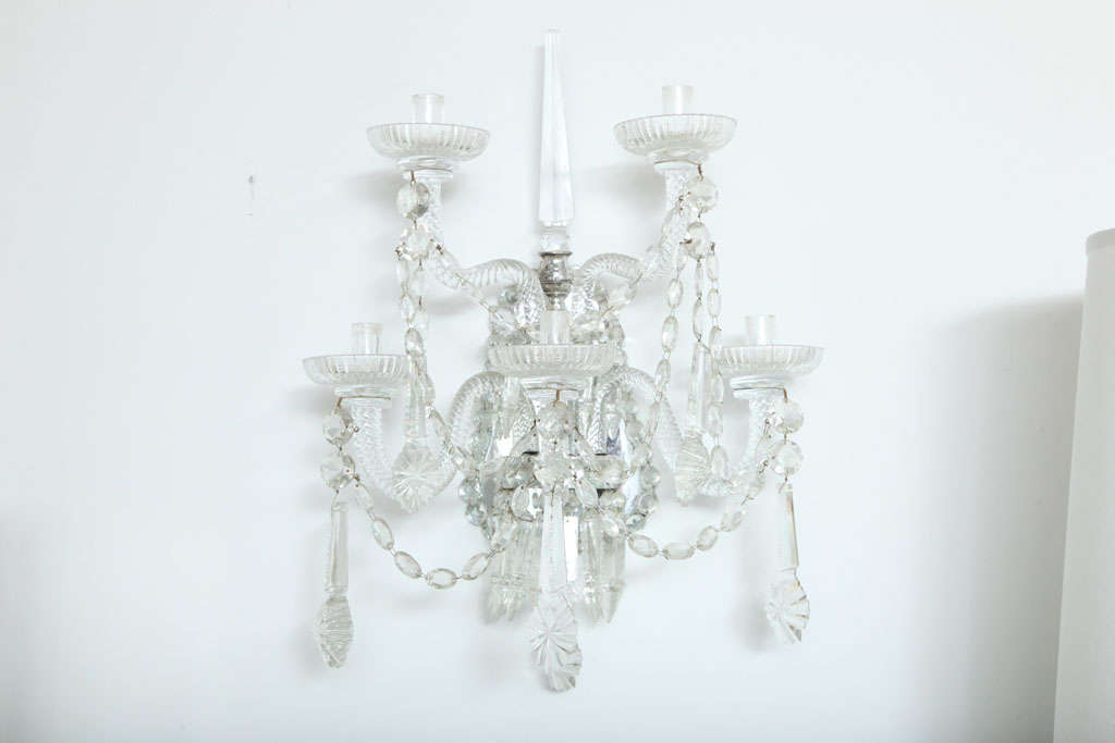 Pair of Baccarat Lead Crystal Sconces