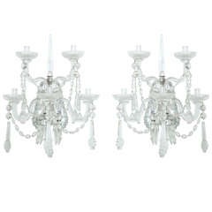 Pair of Baccarat Lead Crystal Sconces