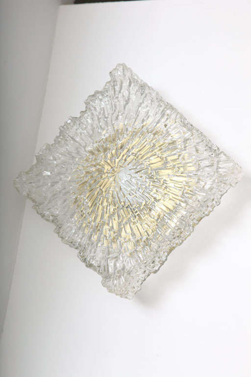 Italian Textured Glass Wall Sconces or Flush Mount Fixtures For Sale at 1stdibs