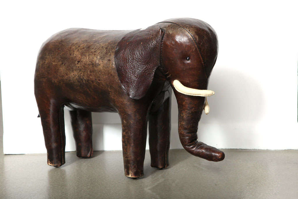 English
1950s
A leather elephant ottoman designed by, Dimitri Omersa, manufactured by, Omersa and Company Lincolnshire, UK and retailed by Abercrombie & Fitch Company from 1940s -1980s.