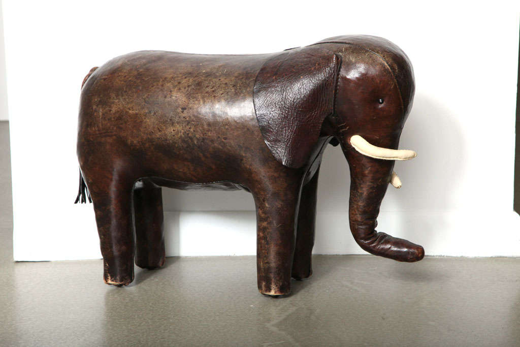 English Abercrombie & Fitch Co. Leather Elephant Ottoman