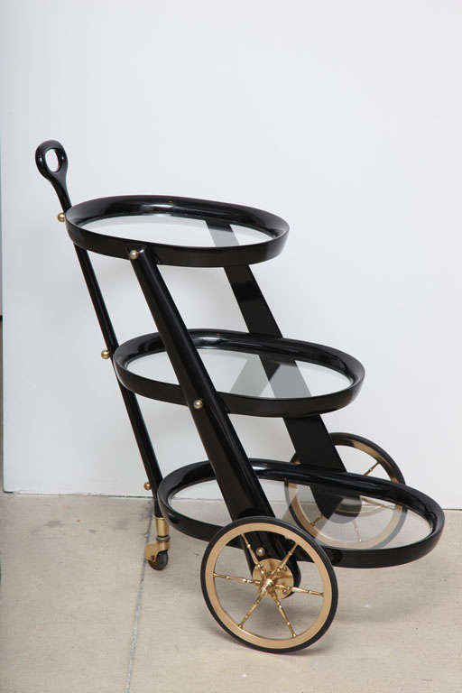 Aldo Tura Black lacquer Bar Cart