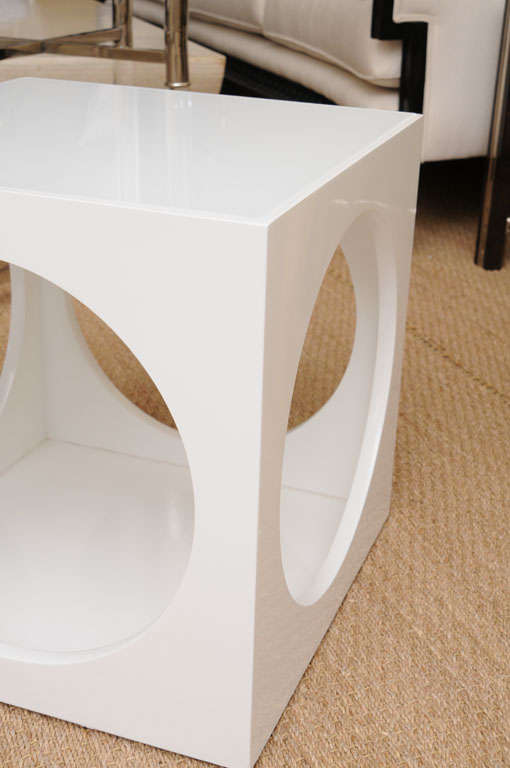 Sculptural Cutout White Lacquered End Tables 1