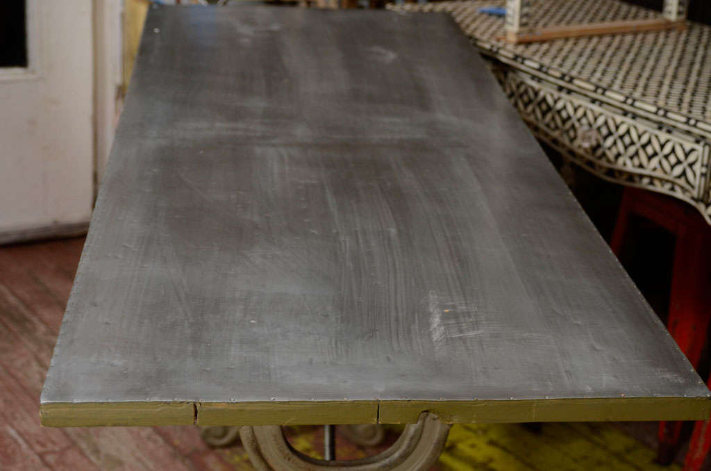 Mid-20th Century Aix en Provence Table with Zinc Top