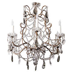 An Italian Six-Light Cage-Form Metal Chandelier