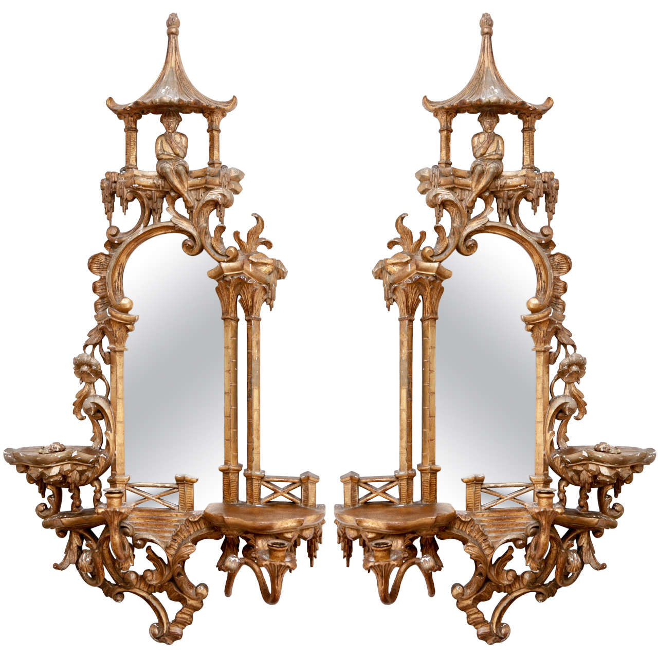Pair of 19th c. Chinoiserie Mirrors