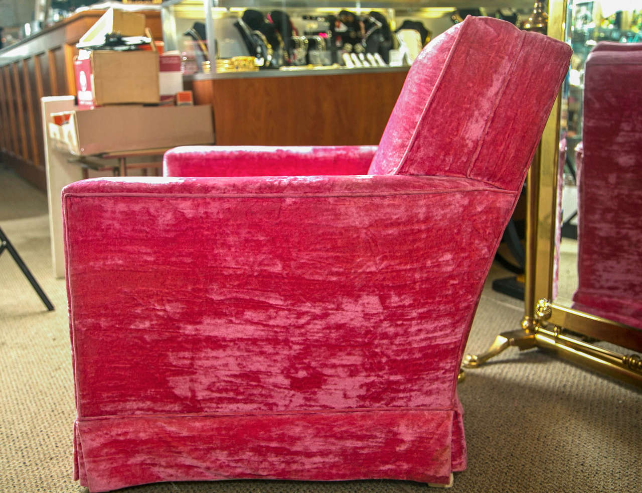 American Pair of Pink Velvet Lawson Type Club Chairs